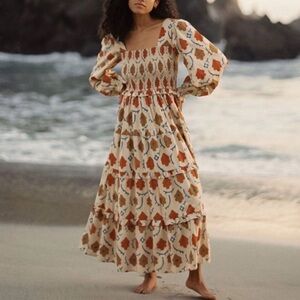 RARE Christy Dawn Emerson dress -Oak Leaf -Large - 100% cotton- block print